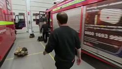 Fire crew responding to an emergency call out News Clip
