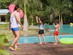 Family playing in the farm house, Delhi, India Stock Footage