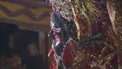 An elaborate goddess float moves through a crowd during a Diwali celebration in India. Stock Footage