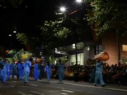 Chinese New Year Twilight Parade Stock Footage