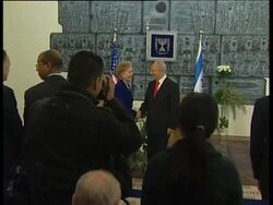 US Sec of State Clinton meets Pres Peres; Hamas reax News Clip