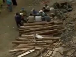 Rescue team reinforce main tunnel to reach trapped Stock Footage