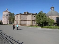 Vagharshapat, Echmiadzin cathedral, theological school building Stock Footage