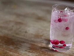 Preparing refreshing drink with currant Stock Footage