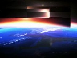 Realistic Earth-Sunrise seen from Space (DIGITAL GLITCH) Stock Footage