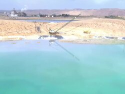 WS ZI AERIAL View of negev industries with evaporation ponds / Negev, Israel Stock Footage