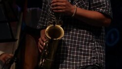 man's hands playing saxophone Stock Footage