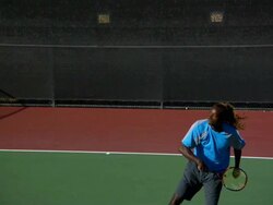 SLO MO, MS, HA, Man playing tennis, Santa Barbara, California, USA Stock Footage