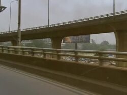 MS POV Cars, trucks moving on bridge / Lagos, Nigeria Stock Footage