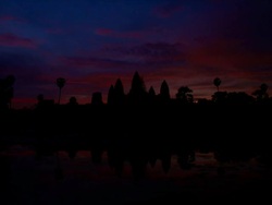 T/L, WS, sunrise reflection Angkor Wat Temple / Siem Reap, Cambodia Stock Footage