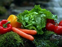 HD: Vegetables by a waterfall Stock Footage