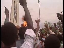 SUDAN: KHARTOUM: PROTESTERS HURL STONES AT BRITISH EMBASSY News Clip