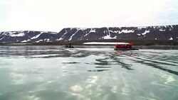 Iceberg as seen on zodiac ride in Svalbard, Norway 2 Stock Footage
