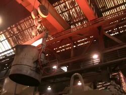 MS TS Production hall at foundry / Junckerath, North Rhine-Westphalia, Germany Stock Footage