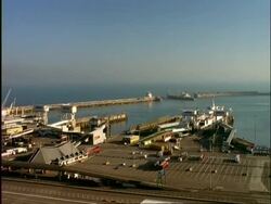 ARCHIVAL Time lapse - WA Ferries coming in and out of ferry terminal, Dover, day to dusk Stock Footage