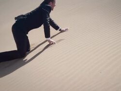 Businessman in desert Stock Footage