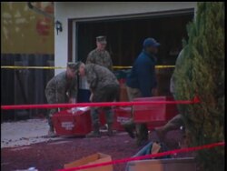 Residents in a San Diego neighborhood talk about what they saw when a fighter jet crashed, tearing into a home, killing three people. Another young child is missing News Clip