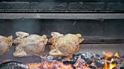 Rotisserie chicken Stock Footage