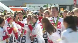 Team GB pose next to BA plane with medals News Clip