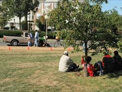 A day-labor center in Herndon, VA is shut down by the local government, prompting workers to assemble in a nearby park to look for work. Stock Footage