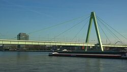 Severin Bridge and Rhine River, Cologne, North Rhine-Westphalia, Germany Stock Footage