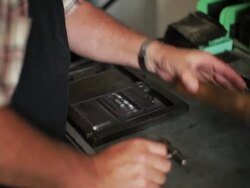 Hand with letterpress blocks Stock Footage
