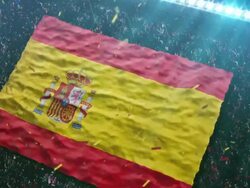 Flag of Spain at the stadium Stock Footage