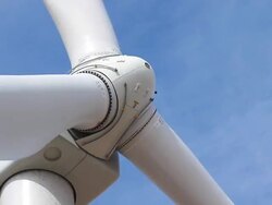 Up Close Wind Turbine Blades Stock Footage
