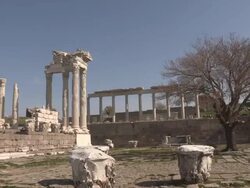 Pergamon, remains of Trajan temple Stock Footage