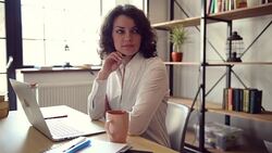 beautiful businesswoman with laptop Stock Footage