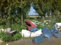 Garbage dump near the street Stock Footage