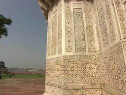TD WS Designs on walls of Itmad Ud Daulah's Tomb / Agra, India Stock Footage
