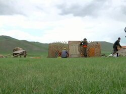MS Nomads moving camp / Central-south Mongolia, Mongolia Stock Footage