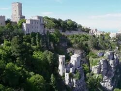Erice, view of Balio castle, and the cliffs of the city Stock Footage