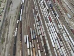 AERIAL MS View of Trainline / St Louis, Missouri, United States Stock Footage