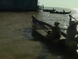 Moving Shot Small Boats in Tonlesap Lake SIem Reap Cambodia Stock Footage