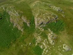 Aerial view over the fells and dales of Shap Fell in the Lake District / Cumbria, England Stock Footage