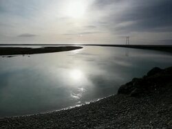 WS View of Calm surface of lagoon reflecting sky and cloud / Iceland  Stock Footage