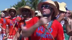 CLEAN : As carnival continues Maracatu beats take over Ipanema beach News Clip