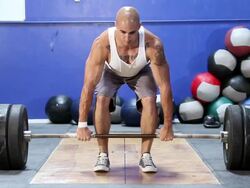 male dead lift series-low, front shot Stock Footage