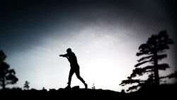 Shadow Boxing Outside Stock Footage