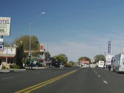 MS TS View of route sixty six passing through city / Seligman, Arizona, USA  Stock Footage