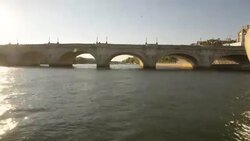 The Seine River is an important commercial waterway in the north of France. Stock Footage