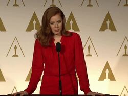 INTERVIEW - Amy Adams on what dress she is going to wear, her character & working with the Director at the 86th Academy Awards Nominee Luncheon - Reception Stock Footage