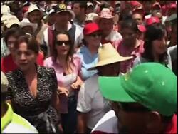 WRAP Zelaya supporters march, OAS chief ADDS stonethrowing at end of march News Clip