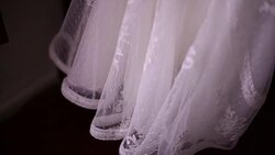 Detail of wedding dress Stock Footage