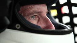 Stock-car driver's eyes focus on race Stock Footage