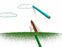 Kid's drawing of growing tree Stock Footage