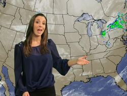 Female weather presenter Stock Footage