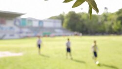 Blurred children playing soccer Stock Footage